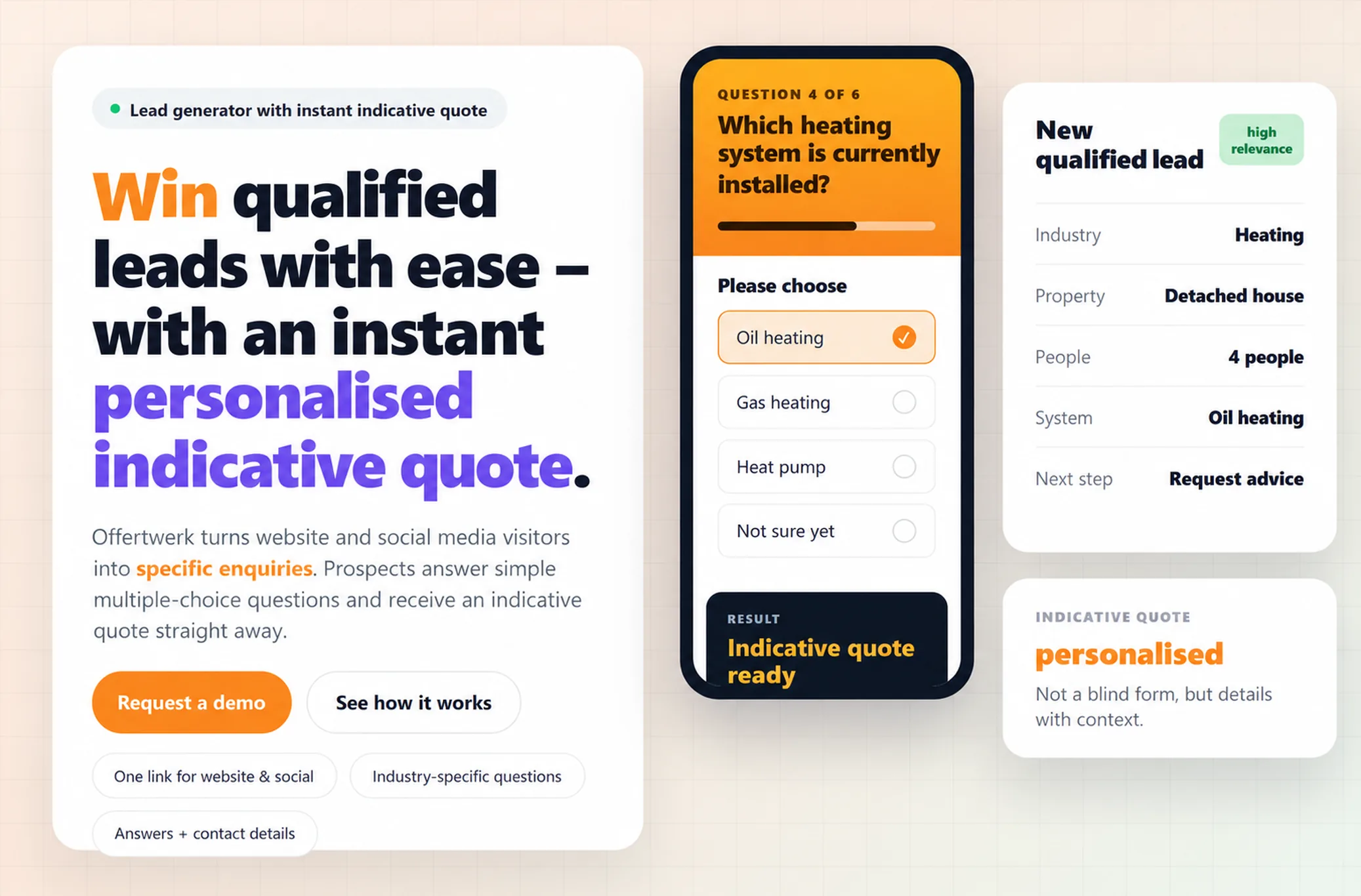 Offertwerk: questionnaire and lead dashboard