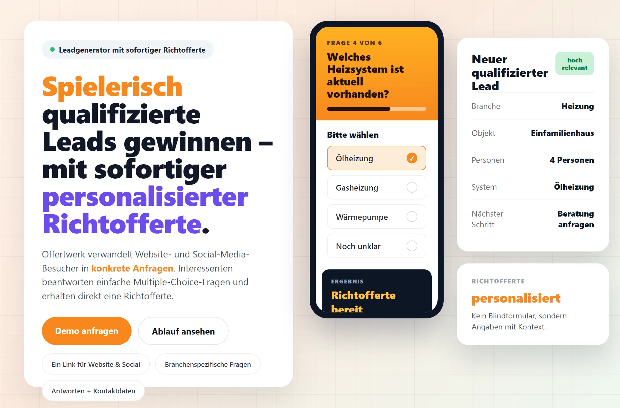 Offertwerk: Fragebogen und Lead-Dashboard