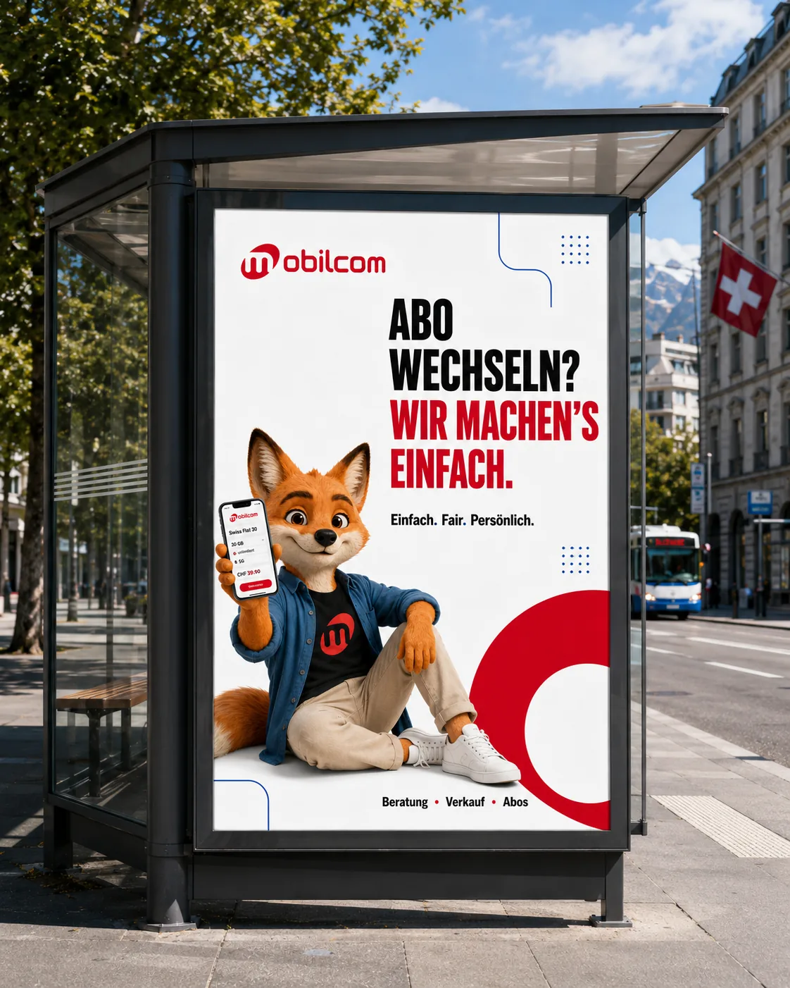 City-Light-Poster von mobilcom mit Fux