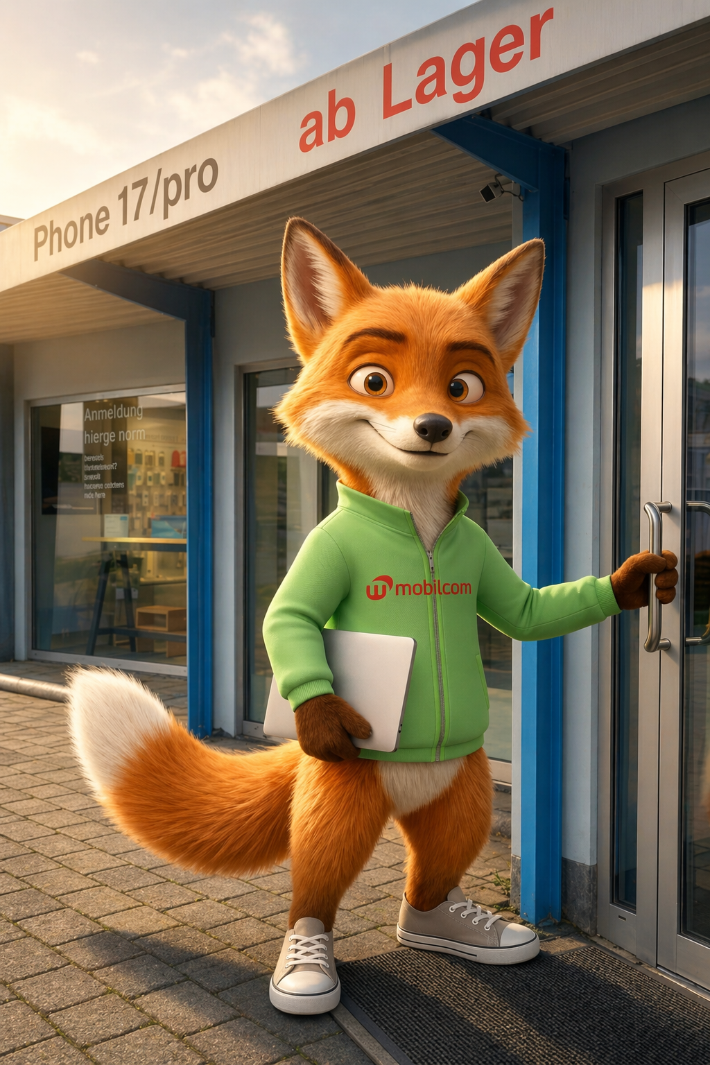 Fuchs vor dem Shop