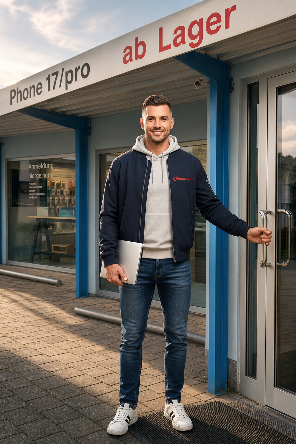 Mann vor dem Shop